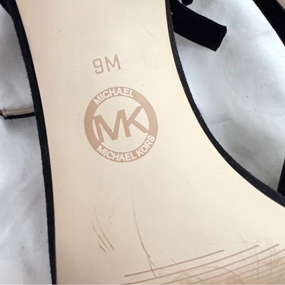 Michael Kors Elegant Suede Genuine Leather Black Women's Kitten Heel Sandals 9 - Picture 9 of 10